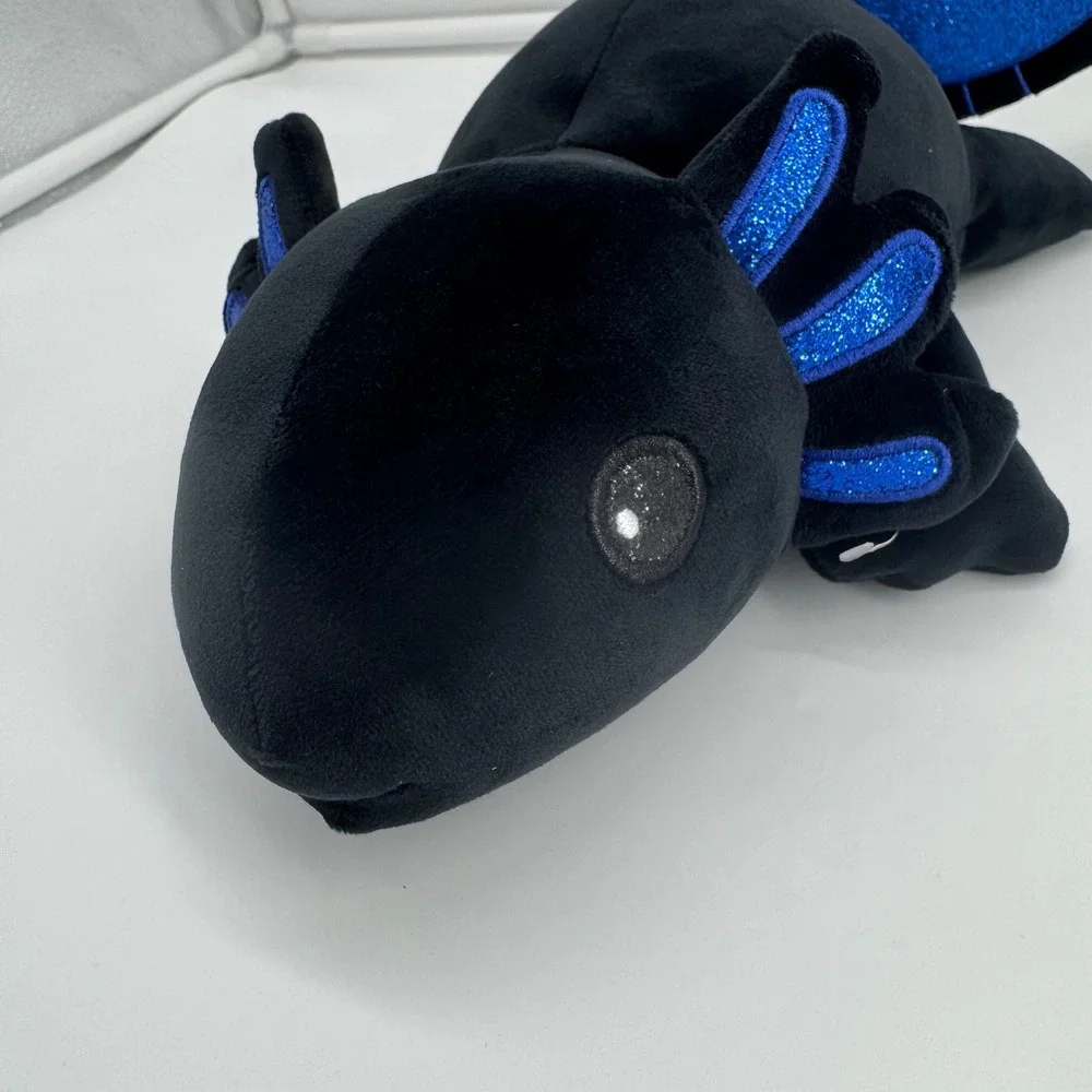 Fiesta Snugglies Black Axolotl Plush Blue Glitter Stuffed Animal A08166 10.5in